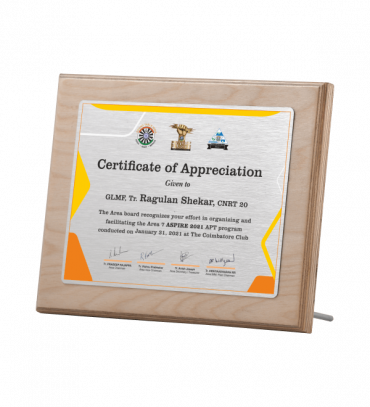 Wood Sublimation Printed Certificate for Club