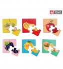 Fruits Simple Puzzles for Kids, 4 Piece Wooden Jigsaw Toys, Set of 6