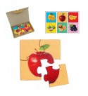 Fruits Simple Puzzles for Kids, 4 Piece Wooden Jigsaw Toys, Set of 6