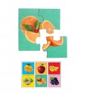 Fruits Simple Puzzles for Kids, 4 Piece Wooden Jigsaw Toys, Set of 6